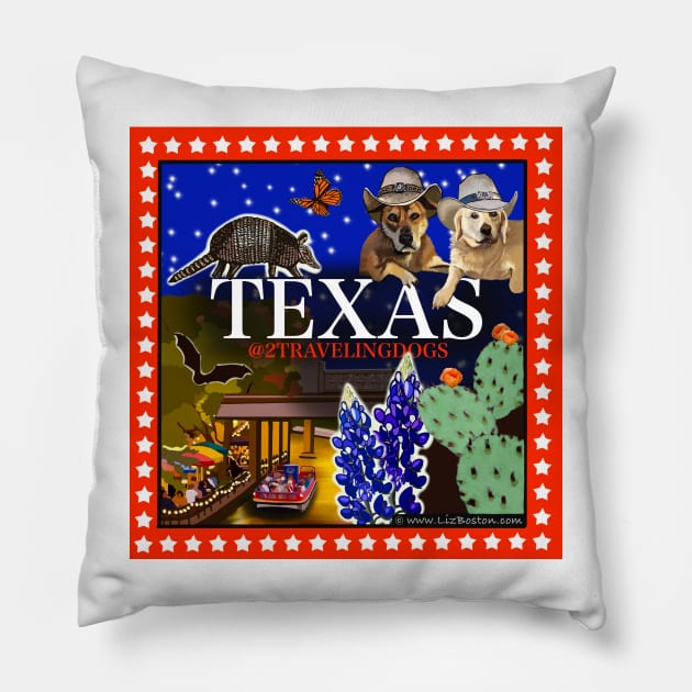 2 Traveling Dogs - Texas Pillow by 2 Traveling Dogs