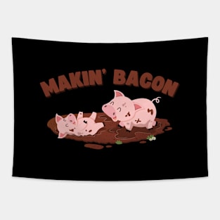 Funny Pigs Making Bacon Tee Nice Pork Breakfast Women Men Tapestry