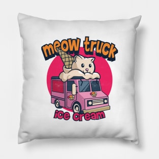 meow ice cream truck Pillow