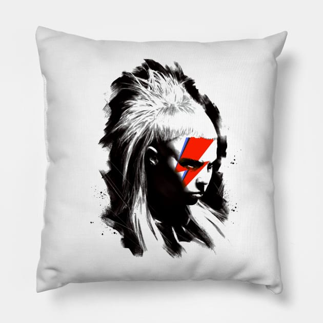 Yolandi Visser from Die Antwoord with a bowie bolt Pillow by Arend Studios