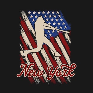 Patriotic USA Flag New York Baseball Fan T-Shirt