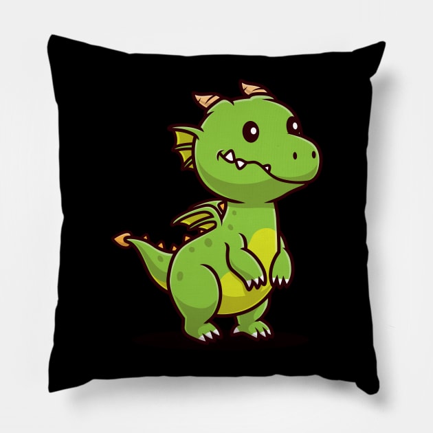 Cute Dragon Cartoon Pillow by Catalyst Labs