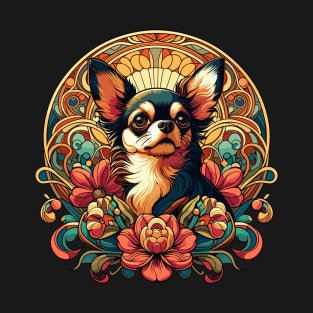 Chihuahua in Art Nouveau Floral Style T-Shirt