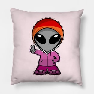 Space Alien Lesbian Pride Colors Pillow