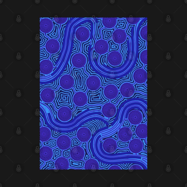 Aboriginal Art - The River Around Us Blue by hogartharts