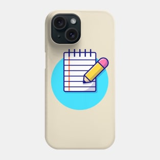 Pencil And Notes Cartoon Vector Icon Illustration Phone Case