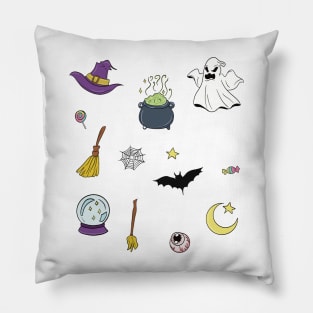 Halloween spooky stickers Pillow