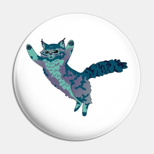 Purple Fluffy Jumping Cat Pin