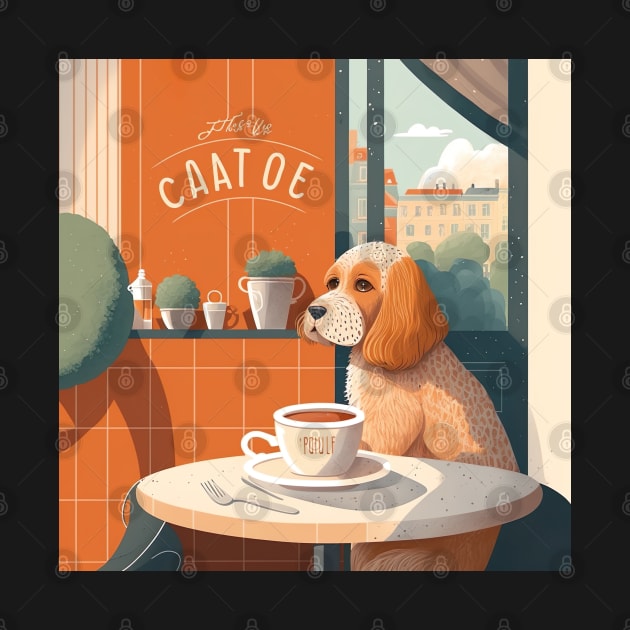 Beautiful Orange Dog in a French Bistro Coffee by unrealartwork