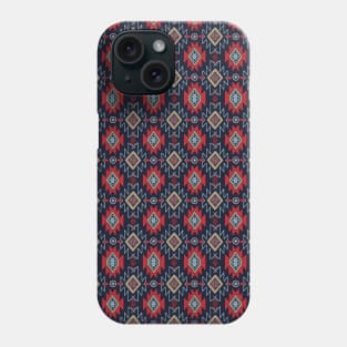 Red and Blue Folk Art Ethnic Motifs Phone Case