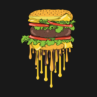 Melting Cheeseburger Junk Food Art T-Shirt