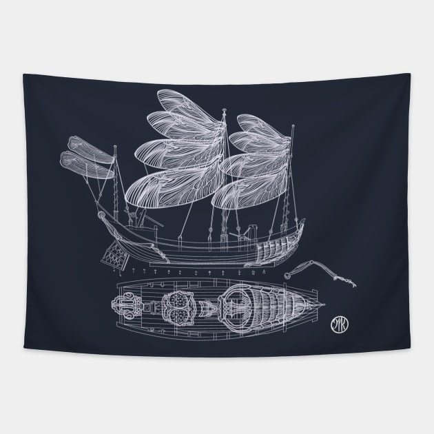 Insecta Ship Design Tapestry by Marike Korting Art