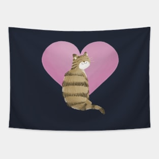 Valentines cat and heart Tapestry