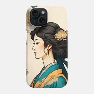 Asian woman floral Phone Case