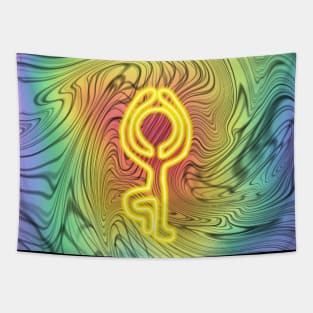 Neon Zen on Rainbow Black and White Tapestry