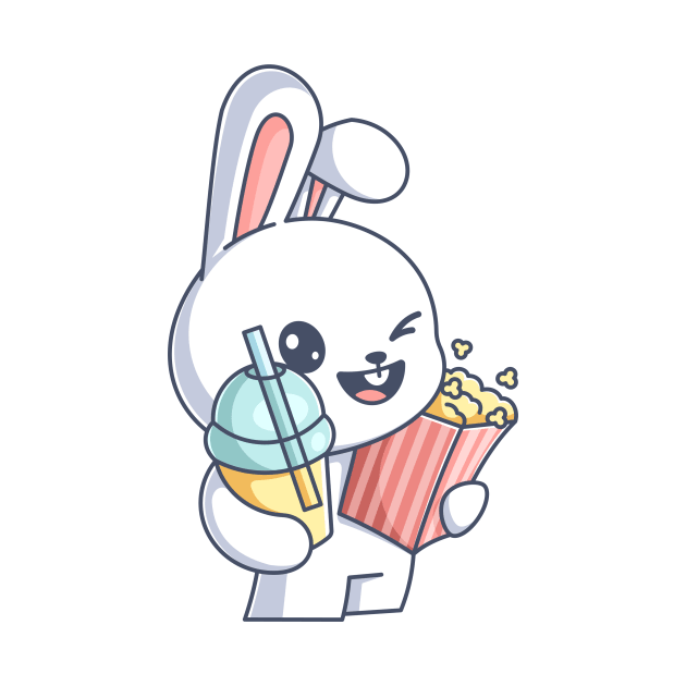 Bunny with popcorn and drink by Wawadzgnstuff