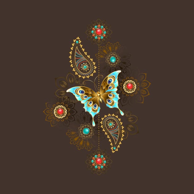 Pattern with Turquoise Butterfly by Blackmoon9