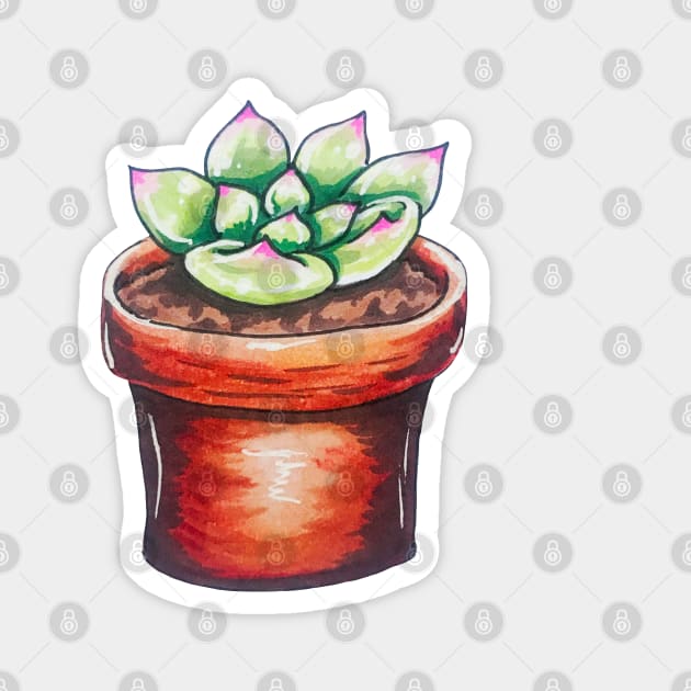 Cute Potted Succulent Magnet by Lady Lilac