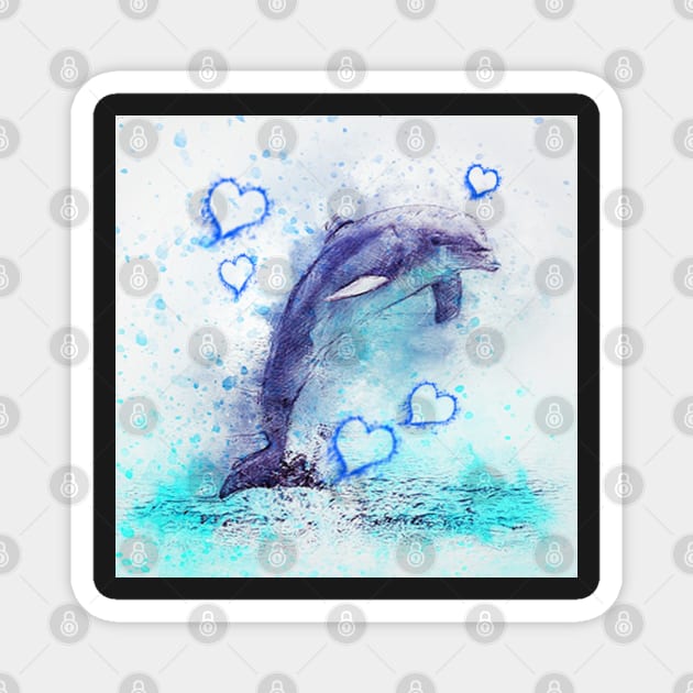 Dolphin Watercolor Graphic Art Cute Dolphin Lover Home Decor & Gifts Magnet by tamdevo1