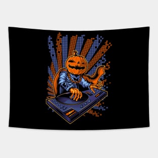 Halloween Pumpkin Head Dj Tapestry