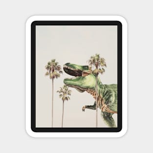 Green dinosaur and palms Magnet