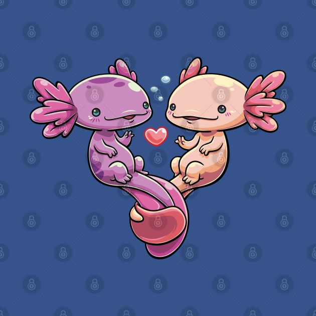 Amphibian Amore: Axolotl Sweethearts by GoshWow 