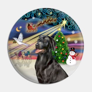 "Christmas Magic" with a Happy Black Labrador Retriever Pin