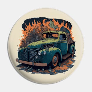 Drive in Style: Retro-Inspired Vintage Car Illustration Pin