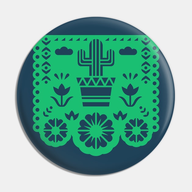 Colorful Papel Picado with Organ Pipe Cactus Saguaro Pin by SLAG_Creative