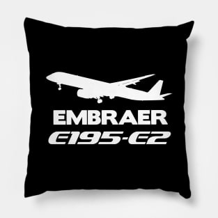Embraer E195-E2 Silhouette Print (White) Pillow