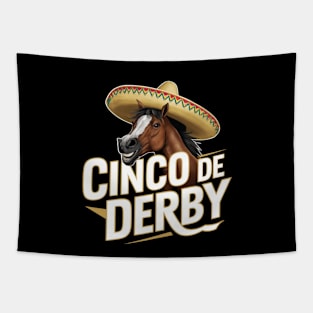 Funny Taco Horse Racing Vintage Cinco De Derby Horse Tapestry