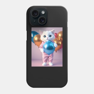 Cat with Balloons- Modern Digital Art Phone Case