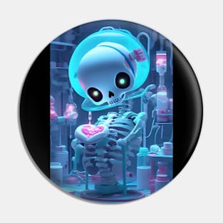 Cute Kawaii skeleton as a doctor Pin