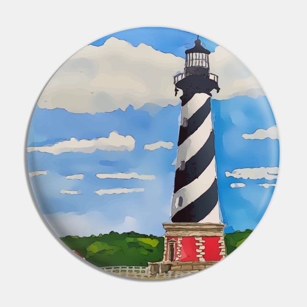 Lighthouse on Cape Hatteras National Seashore Pin by WelshDesigns