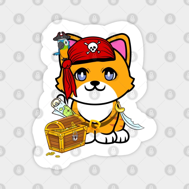 Cute orange cat is a pirate Magnet by Pet Station