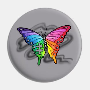 Rainbow Butterfly with Puzzle piece Pin