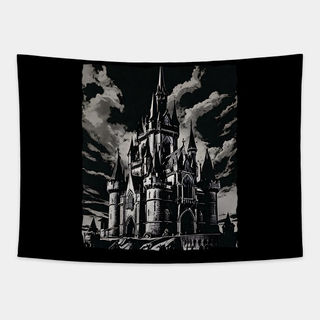 Imposing Gothic Castle Tapestry by Manzo Carey