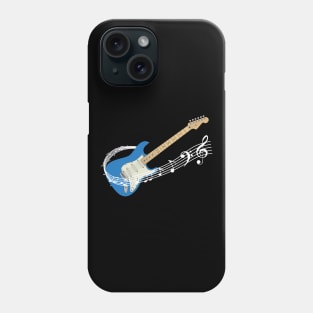 Music Staff Lake Placid Blue Electric Guitar Phone Case