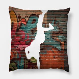 Break Dancer on Graffiti Background 15 Pillow