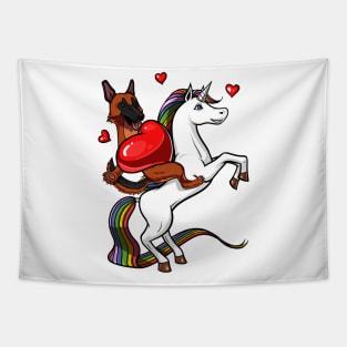 German Shepherd Dog Riding Unicorn Tapestry