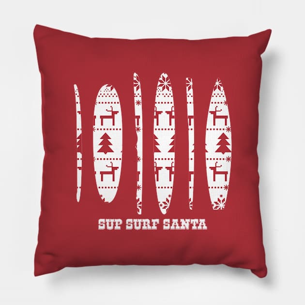 SUP Surf Santa Christmas Pillow by Yule