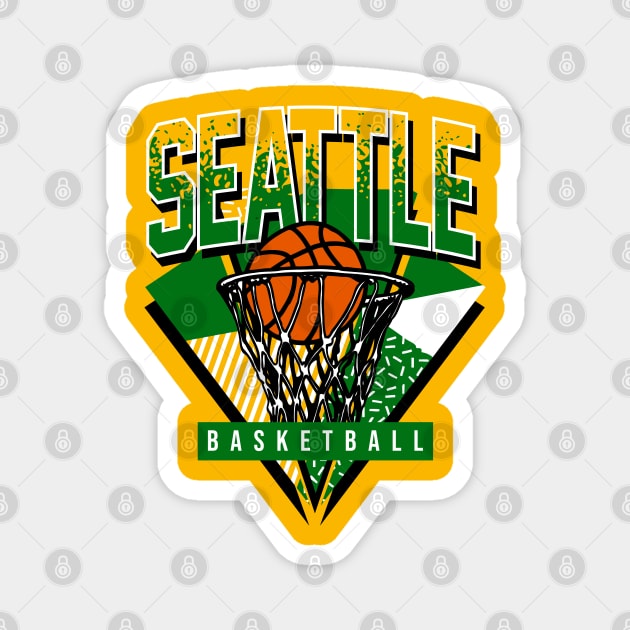 Seattle Basketball 90s Throwback Magnet by funandgames