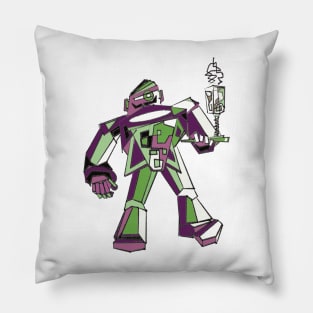 Green Robo Waiter Pillow