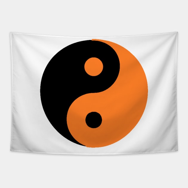 Yin Yang in orange and black Tapestry by NovaOven