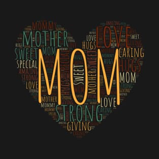 Colorful Heart Mom Mother Love Words T-Shirt