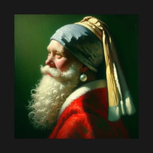 Santa in the Style of Vermeer's Masterpiece - Holiday Parody Art T-Shirt