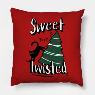 Sweet but Twisted Christmas Cat Pillow