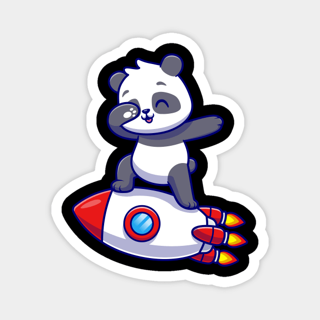 Cute Panda Dabbing On Rocket Cartoon Magnet by Catalyst Labs