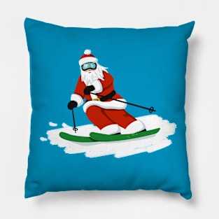 Skiing Santa Pillow