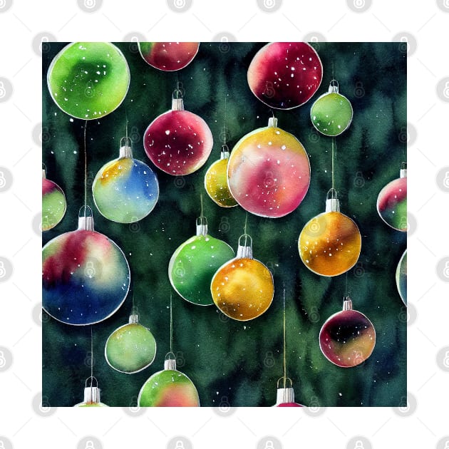 Christmas Ornament Balls Watercolor Design by VintageFlorals